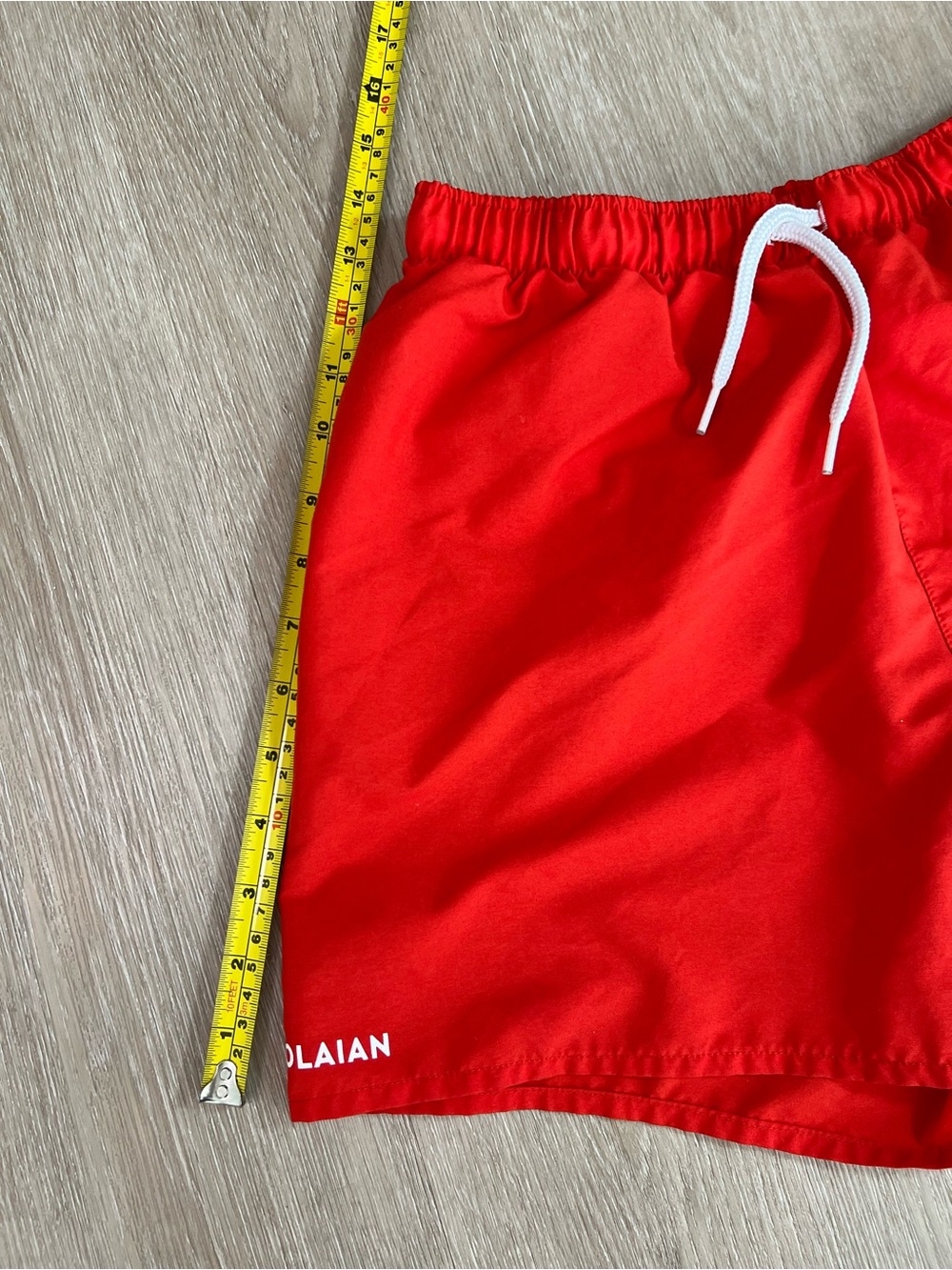 Olaian Men's Bright Red Swim Trunks with White Drawstring - Picture 8 of 8